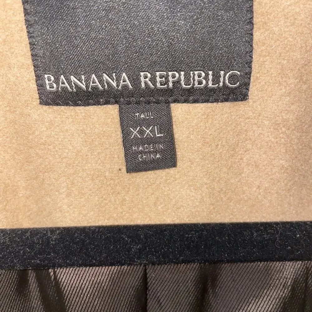 Banana Republic Men’s Brown Italian Wool XXLT Trench Coat Italian Melton Wool